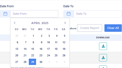 TTR Pay reports dates filter.